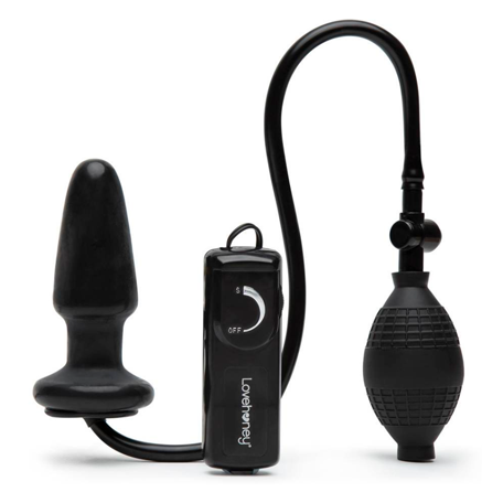 Plug anal gonflable et vibrant avec poire de gonflage et télécommande